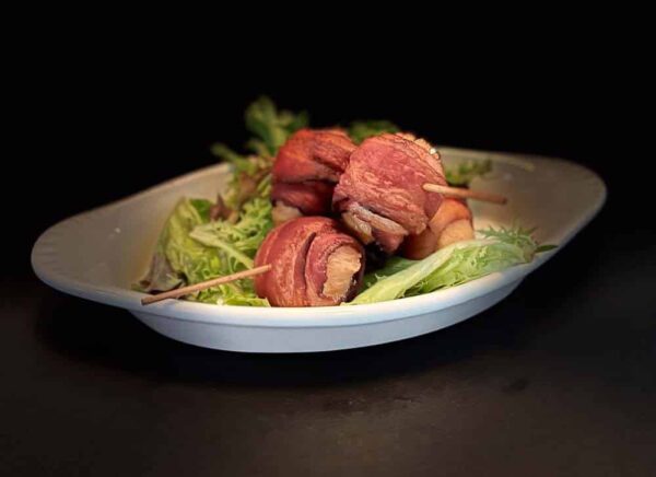 Bacon Wrapped Scallops appetizer on AMI