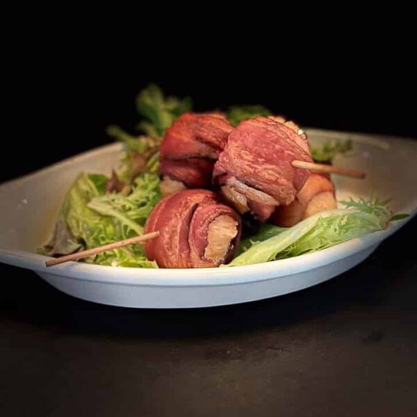 Bacon Wrapped Scallops appetizer on AMI